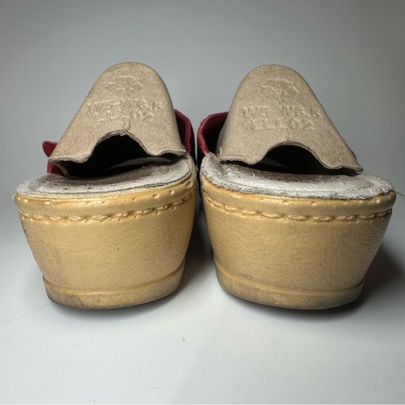 Fly Flot Suede Wedge Slides Women's US 7.5 EU 38 Red Anti Shock Italy Comfort - Picture 8 of 13